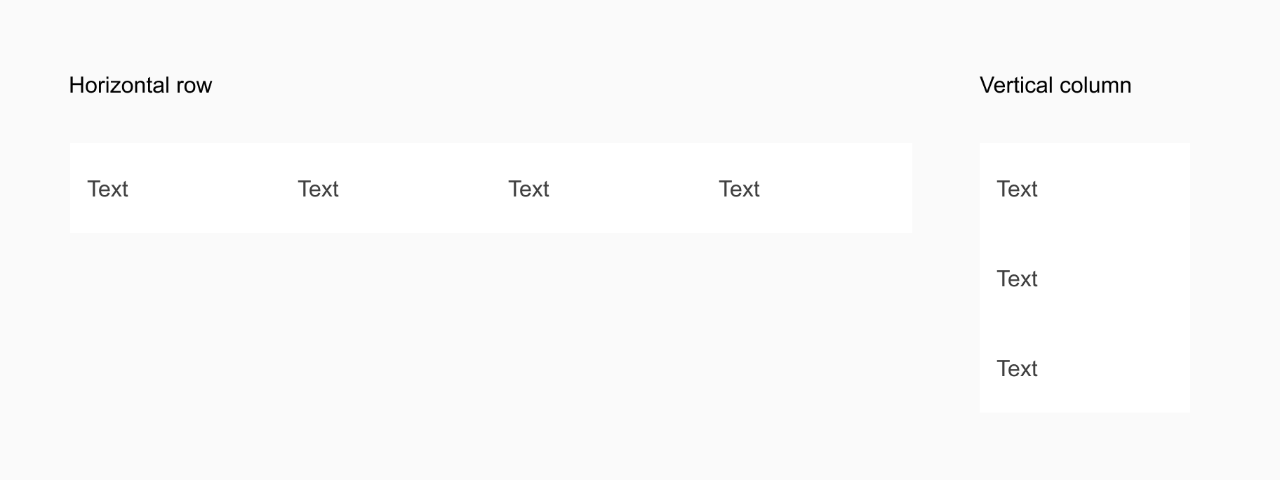 examples of how to display vertical and horizontal table cells