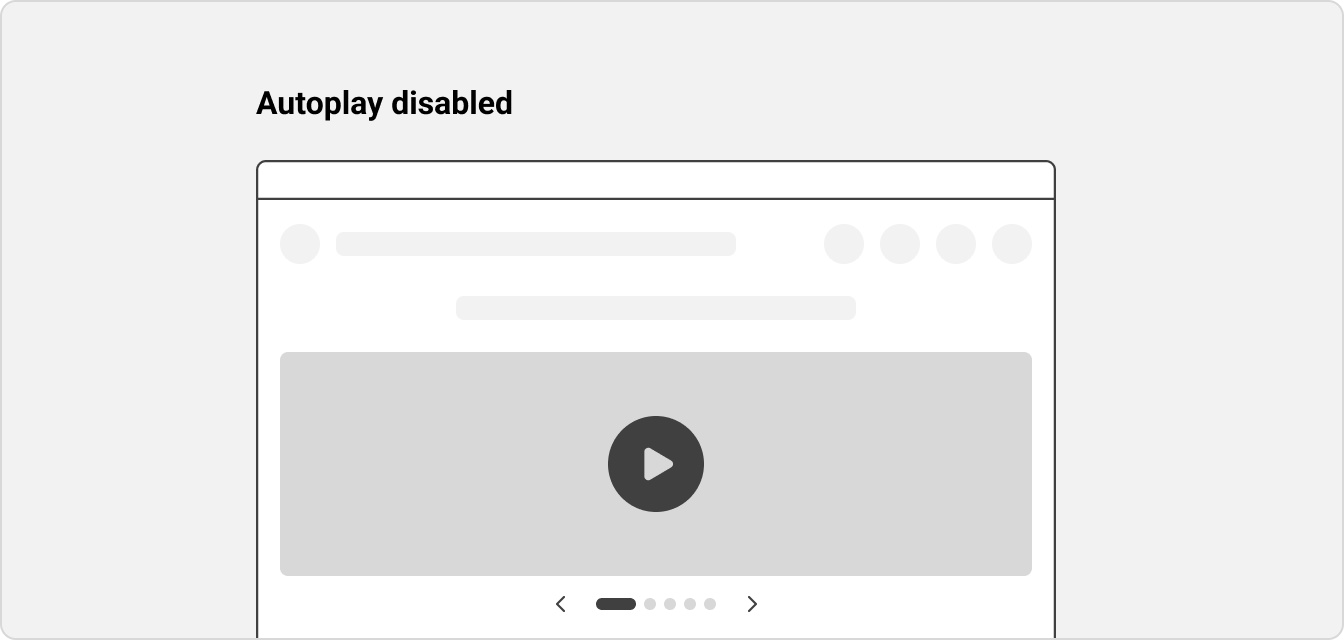 An example of a banner carousel containing a video in the current slide with autoplay disabled.