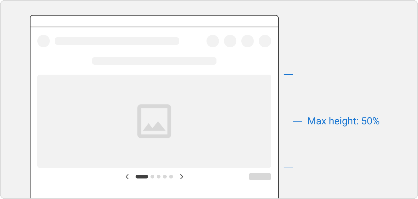 Example of a banner carousel showing that its height should not exceed 50% of the screen height.